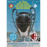 EUROPEAN CUP FINALS Programmes and teamsheets for 1993, 1994 and 1997 Finals. 1993 has a