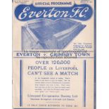 EVERTON - GRIMSBY 1937-38 Everton home programme v Grimsby, 5/3/1938, ex bound volume. Generally