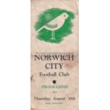 NORWICH - PORT VALE 1945 Norwich gatefold programme v Port Vale, 30/8/45, fold, slight marks. Fair-
