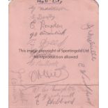 HULL CITY AUTOGRAPHS 1932/3 An album sheet signed by 13 players and trainer Joe Best including