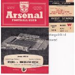 ARSENAL / MAN UNITED Ticket and programme Arsenal v Manchester United 1/2/1958. Last game before