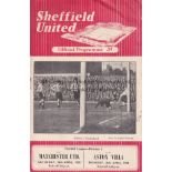 SHEF UTD - MAN UTD 54 Sheffield United home programme v Manchester United 24/4/54, also covers v