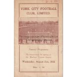 YORK/STOCKPORT Programme York City v Stockport County 31/8/1932. Opening of Bootham Crescent. Date