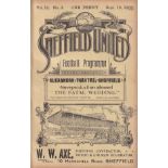 SHEF UTD - CHELSEA 1908-09 Sheffield United home programme v Chelsea, 19/9/1908, ex bound volume.