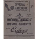 NORWICH HANDBOOK 1919-20 Norwich City handbook, 1919-20, 64 pages, pictures, fixtures, editorial