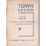 HUDDERSFIELD TOWN Handbook for the truncated 1939/40 season, staples rusted away. Generally good