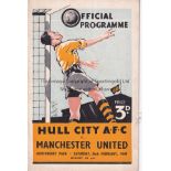 HULL / MAN UNITED Programme Hull City v Manchester United FA Cup 6th Round 26th February 1949.