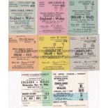 ENGLAND / WALES All 8 England v Wales tickets for matches at Wembley 1952-1969. Generally good