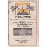 NORWICH - NOTTS COUNTY 1934 Norwich home programme v Notts County, 17/11/1934, rusty staples