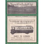 NORWICH - BOURNEMOUTH 1931 Norwich home programme v Bournemouth, 14/2/1931, Division 3 South, fold ,