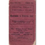 CRYSTAL PALACE HANDBOOK 1928-29 Crystal Palace handbook, 1928-29, 40 pages, includes pictures,