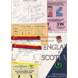 RUGBY UNION / AUTOGRAPHS A selection of items including a postcard of Twickenham which is signed