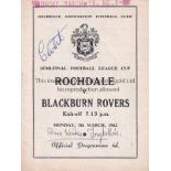 61-2 LEAGUE CUP SEMI-FINAL Scarce Rochdale home programme v Blackburn, dated 5/3/62 but stamped 19/