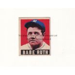 BABE RUTH / LEAF GUM BASEBALL CARD Leaf Gum baseball card 1949 number 3 for George Herman (Babe)