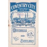 COVENTRY - BOURNEMOUTH 1931 Coventry home programme v Bournemouth, 17/10/1931, Division 3 South,