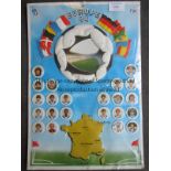 EURO 84 A large 26" X 18" poster with embossed portraits of the French squad, plus other embossed