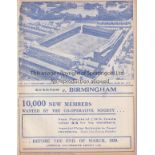 EVERTON - BIRMINGHAM 1938-39 Everton home programme v Birmingham,18/3/1939 . Staple removed.