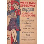 SPEEDWAY Programme for the Coronation Cup at West Ham 11/5/1937 with pencil results entered. Good