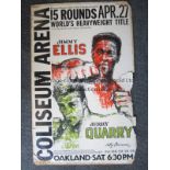 BOXING POSTER Large 22" X 14" board back poster with slight paper loss on the right for Jimmy