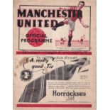 MAN UNITED Programme Manchester United v Grimsby Town 14/1/1939. Some ageing on front cover. No