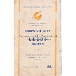 NORWICH - LEEDS 56 Norwich home programme v Leeds United, 7/5/56, Norfolk and Norwich Charities Cup,