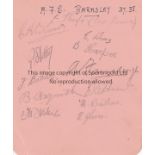 BARNSLEY 1937/38 Album page signed by 11 Barnsley players 1937/38. Includes Bray, Harper, Boas,