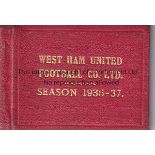 WEST HAM UNITED Season ticket book with several unused counterfoils for 1936/7 season. Generally