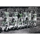 CELTIC Colourised Glasgow Celtic teamgroup on the pitch at Lisbon, European Cup Final 1967, signed