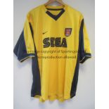 ARSENAL Yellow Arsenal away shirt Number 4 without name from the 1999/2000 season believed to be