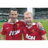 MANCHESTER UNITED AUTOGRAPHS Two 12" x 8" colour photographs, one of Ryan Giggs and Paul Scholes,