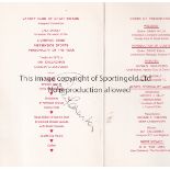 BOBBY CHARLTON Menu for Variety Club of Great Britain, Merseyside Sports Personality of the Year