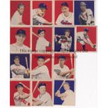 BOWMAN GUM BASEBALL CARDS 1949 Fourteen Bowman Gum baseball cards, numbers 8, 9, 11, 12, 16, 17, 18,