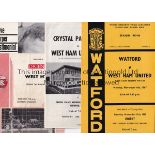 WEST HAM UNITED Fourteen programmes for away Friendly matches v. Watford 67/8, Crystal Palace 68/