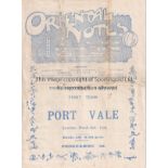 CLAPTON ORIENT - PORT VALE 1929 Clapton Orient home programme v Port Vale, 2/3/1929, some wear along