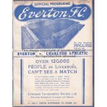 EVERTON - CHARLTON 1937/8 Everton home programme v Charlton, 16/4/1938, ex bound volume. Generally