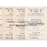 ROCHDALE 50s Twelve Rochdale home programmes, 57/8 v Hartlepools, 5 x 58/9 and 6 x 59/60, includes 3