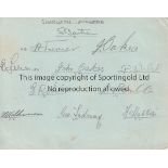 CHARLTON ATHLETIC AUTOGRAPHS 1937/8 An album sheet with 11 autographs including Bartram, Turner,