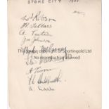 STOKE CITY AUTOGRAPHS 1935 An album sheet with 9 autographs including Robson, Sellars, Tutin,