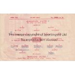 MAN UNITED Single sheet programme Manchester United v Newcastle United 22/4/1946. Folds. Score,