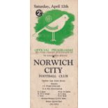 NORWICH - READING 46/7 Norwich gatefold home programme, v Reading, 12/4/47, fold, team changes,
