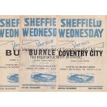 SHEFFIELD WEDNESDAY Three Sheffield Wednesday home programmes from the 1946/47 season v Coventry