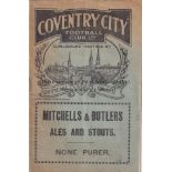 COVENTRY - NORWICH 1929 Coventry home programme v Norwich,25/8/1929, spine partly split. Fair-