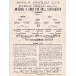 ARSENAL - THE ARMY 1931 Arsenal single sheet home programme v The Army, 26/2/1931, minor folds. Tear