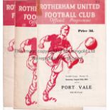 ROTHERHAM Forty four Rotherham home programmes, 50s and 60s, includes 3 x 50s, remainder are various