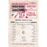 MAN UNITED / LIVERPOOL Single sheet programme Manchester United v Liverpool Lancashire Senior Cup