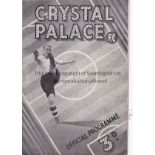 CRYSTAL PALACE V ABERDEEN 1948 Programme for the Friendly at Palace 1/5/1948, team changes and