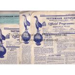 SPURS RESERVES Five Tottenham Hotspur home Reserves programmes Watford 1950/51, Charlton,