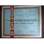 FIFA WORLD YOUTH TOURNAMENT 1977 Large 18" X 15" Certificate issued to USSR Football Federation