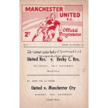 MAN UNITED Programme Manchester United v Bolton Wanderer Manchester Senior Cup Final 13/11/1961 with