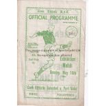 CORK - PORT VALE 54 Programme, Cork Athletic Select v Port Vale, 16/5/54, signed by the teams on